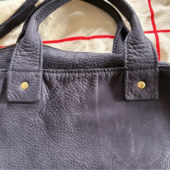 Clare V Nubuck Messenger Bag in Navy
